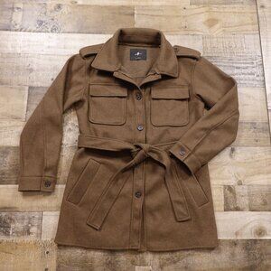 7 For All Mankind Belted Military-Style Jacket – Brown, Women's Medium Estimated